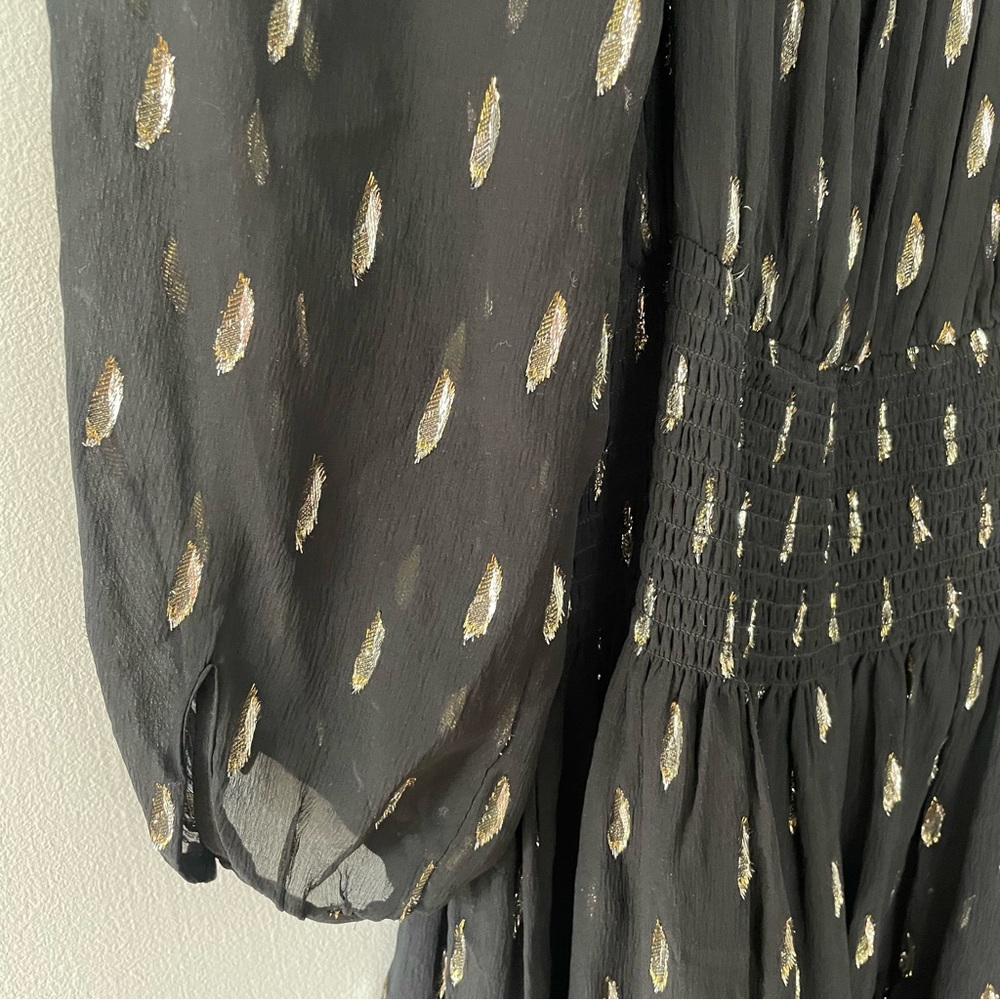 REBECCA TAYLOR Silk Metallic Clip Dot Dress Size 2 - Picture 6 of 16